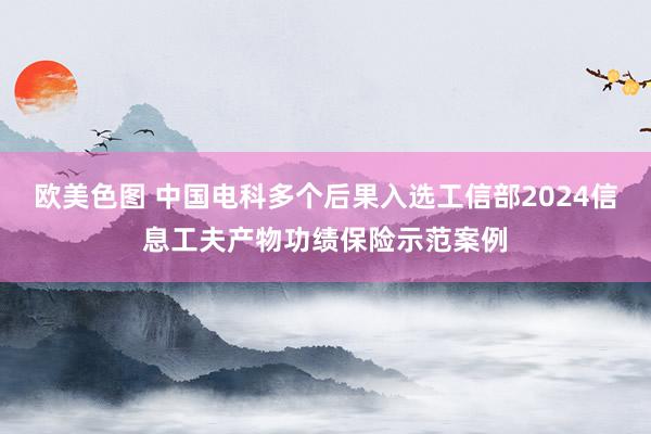 欧美色图 中国电科多个后果入选工信部2024信息工夫产物功绩保险示范案例