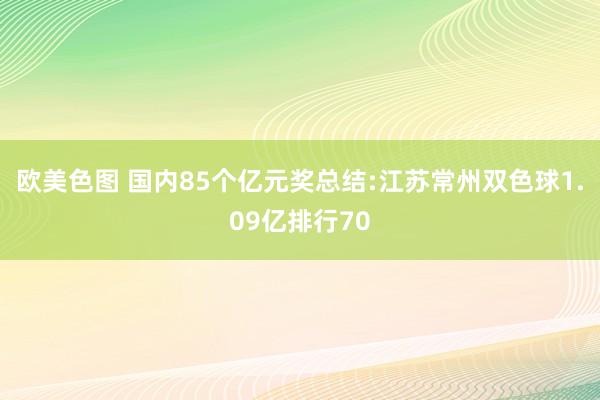 欧美色图 国内85个亿元奖总结:江苏常州双色球1.09亿排行